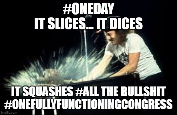 #ONEDAY
IT SLICES... IT DICES; IT SQUASHES #ALL THE BULLSHIT
#ONEFULLYFUNCTIONINGCONGRESS | image tagged in fun | made w/ Imgflip meme maker