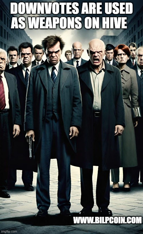 DOWNVOTES ARE USED AS WEAPONS ON HIVE; WWW.BILPCOIN.COM | made w/ Imgflip meme maker