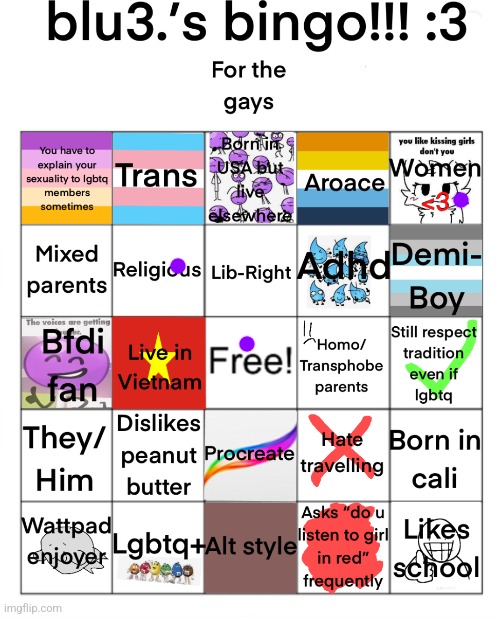 blu3.’s bingo!!! :3 | image tagged in blu3 s bingo 3 | made w/ Imgflip meme maker