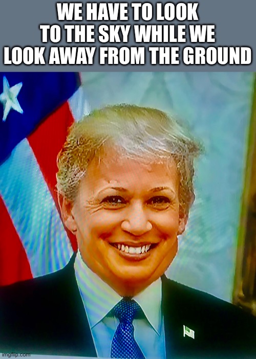 What Is The There Out of Parameters | WE HAVE TO LOOK TO THE SKY WHILE WE LOOK AWAY FROM THE GROUND | image tagged in vp trumpala | made w/ Imgflip meme maker
