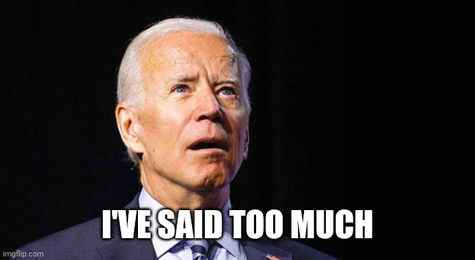 Confused joe biden | I'VE SAID TOO MUCH | image tagged in confused joe biden | made w/ Imgflip meme maker