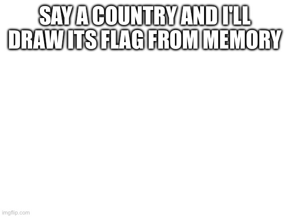 Idk | SAY A COUNTRY AND I'LL DRAW ITS FLAG FROM MEMORY | image tagged in blank white template | made w/ Imgflip meme maker