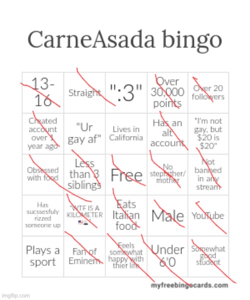 so many bingos he just like me fr | image tagged in carneasada bingo | made w/ Imgflip meme maker