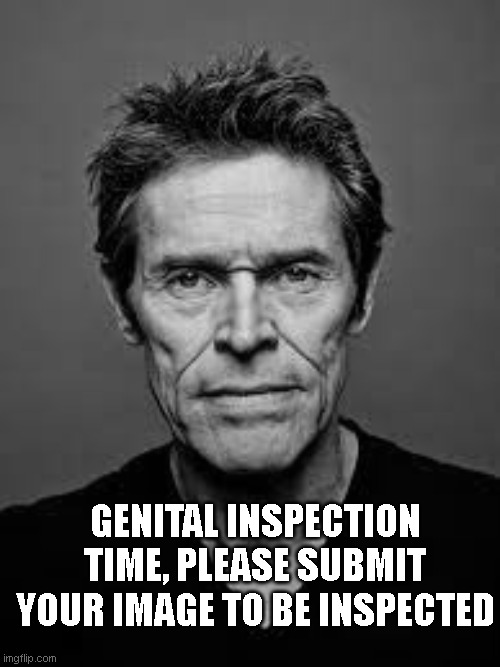 GENITAL INSPECTION TIME, PLEASE SUBMIT YOUR IMAGE TO BE INSPECTED | made w/ Imgflip meme maker