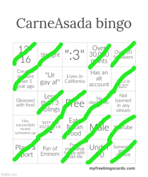 L bingo tbh | image tagged in carneasada bingo | made w/ Imgflip meme maker