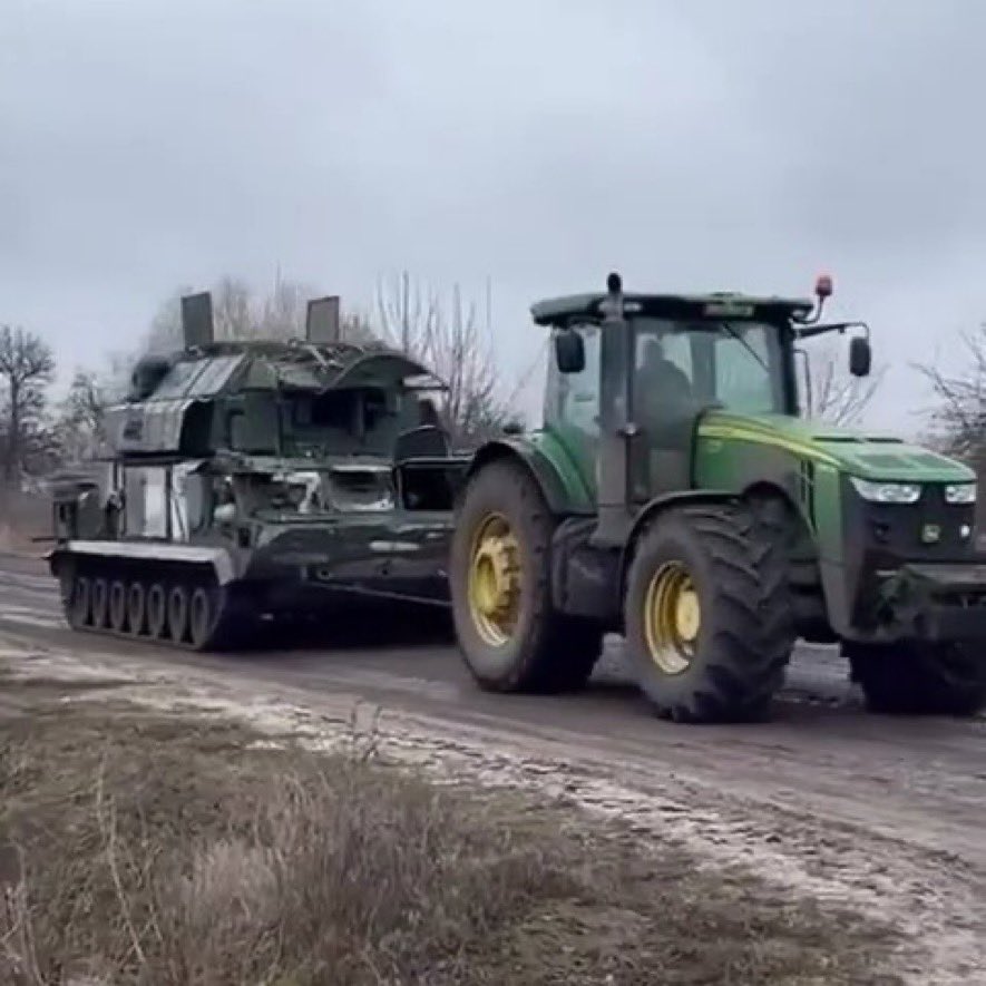 Ukrainian farmer towing Russian tank Blank Meme Template