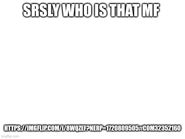 SRSLY WHO IS THAT MF; HTTPS://IMGFLIP.COM/I/8WQZEF?NERP=1720809505#COM32352160 | made w/ Imgflip meme maker