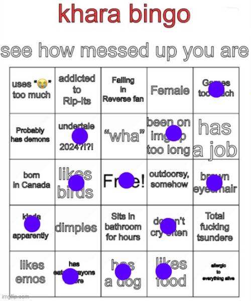 khara bingo | image tagged in khara bingo | made w/ Imgflip meme maker