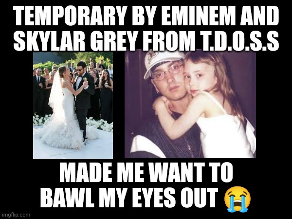 This made me cry | TEMPORARY BY EMINEM AND SKYLAR GREY FROM T.D.O.S.S; MADE ME WANT TO BAWL MY EYES OUT 😭 | image tagged in the death of slim shady,eminem,hailey jade | made w/ Imgflip meme maker