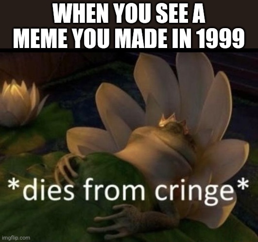 Dies from cringe | WHEN YOU SEE A MEME YOU MADE IN 1999 | image tagged in dies from cringe | made w/ Imgflip meme maker