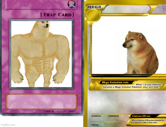 Yu gi oh be like | image tagged in buff doge vs cheems | made w/ Imgflip meme maker