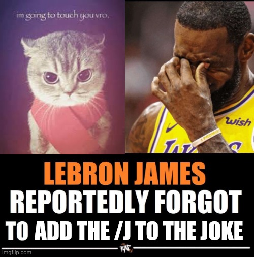 Lebron James Reportedly forgot to | ADD THE /J TO THE JOKE | image tagged in lebron james reportedly forgot to | made w/ Imgflip meme maker