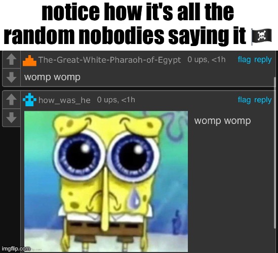 last post | notice how it's all the random nobodies saying it 🏴‍☠️ | made w/ Imgflip meme maker