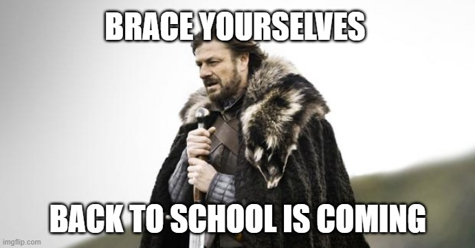 Winter Is Coming | BRACE YOURSELVES; BACK TO SCHOOL IS COMING | image tagged in winter is coming | made w/ Imgflip meme maker