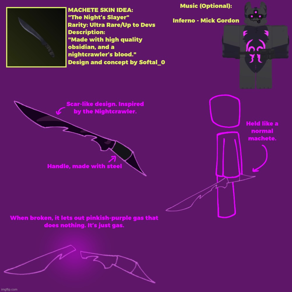 i made a concept for a machete skin for the haha funny furry infection game | made w/ Imgflip meme maker
