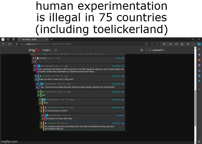 human experimentation is illegal in 75 countries (including toelickerland) | made w/ Imgflip meme maker