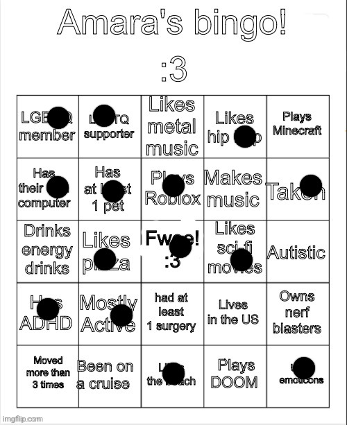 I was (not) straight-up bored | image tagged in amara's bingo | made w/ Imgflip meme maker