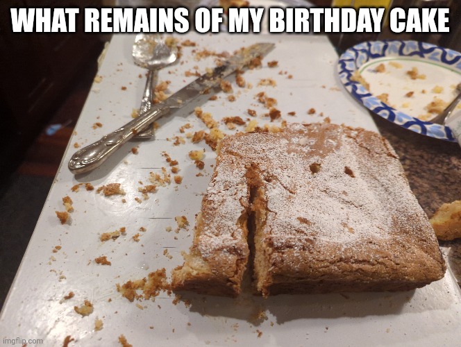 WHAT REMAINS OF MY BIRTHDAY CAKE | made w/ Imgflip meme maker