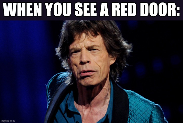 I see a red door | WHEN YOU SEE A RED DOOR: | image tagged in mick jagger,red,door | made w/ Imgflip meme maker
