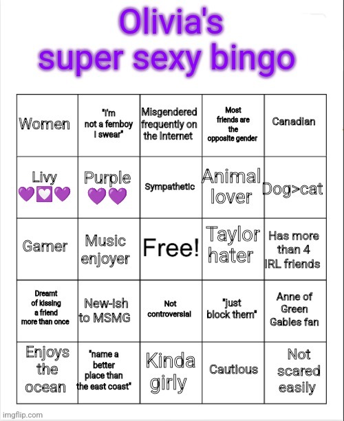 image tagged in olivia's super sexy bingo | made w/ Imgflip meme maker