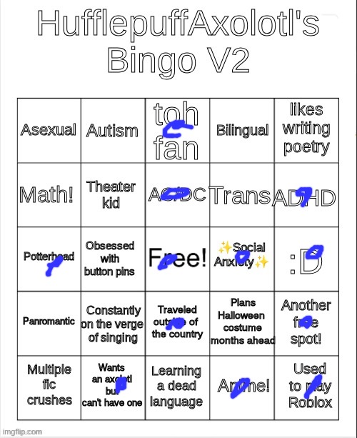 Hufflepuff’s bingo | image tagged in hufflepuff s bingo | made w/ Imgflip meme maker