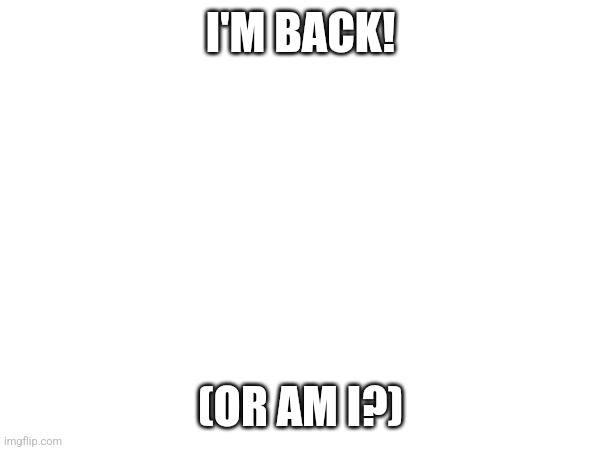 Am I back? Idk | I'M BACK! (OR AM I?) | image tagged in stuff | made w/ Imgflip meme maker