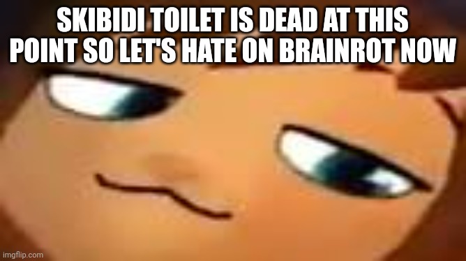 smug hat kid.mp4 | SKIBIDI TOILET IS DEAD AT THIS POINT SO LET'S HATE ON BRAINROT NOW | image tagged in smug hat kid mp4 | made w/ Imgflip meme maker