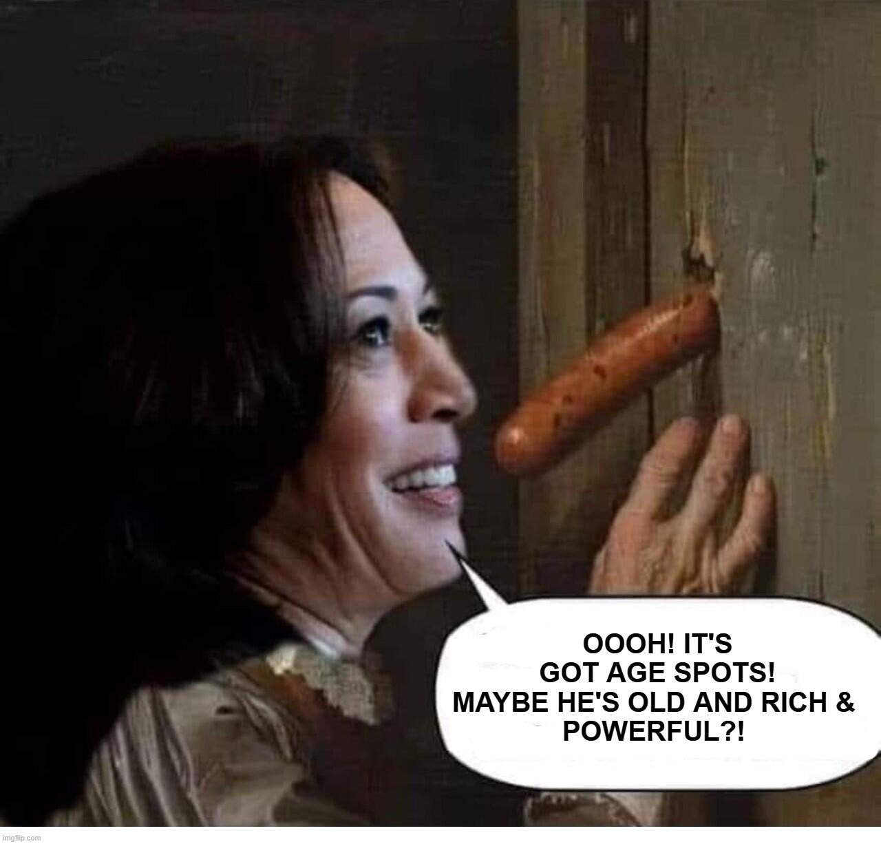 Kamala's First Date with Oscar Meyer | image tagged in oscar meyer,oscar meyer weiner,weiner,blowjob,heels up harris,sausage party | made w/ Imgflip meme maker