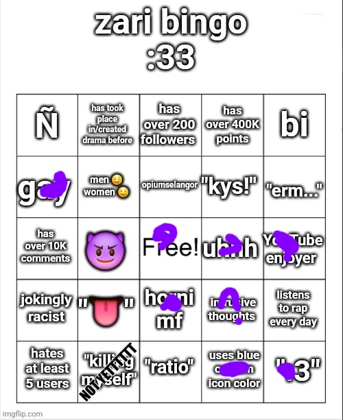 zari's bingo | NOT YETTTTTT | image tagged in zari's bingo | made w/ Imgflip meme maker