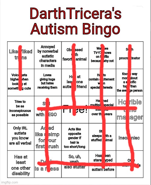 I hate dots so uh… lines | image tagged in darthtricera's autism bingo | made w/ Imgflip meme maker