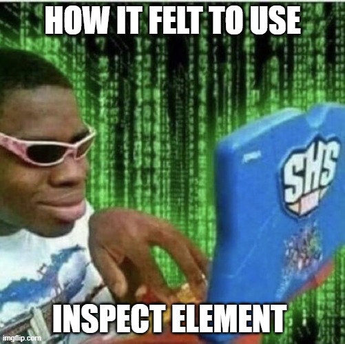 Ryan Beckford | HOW IT FELT TO USE; INSPECT ELEMENT | image tagged in ryan beckford | made w/ Imgflip meme maker