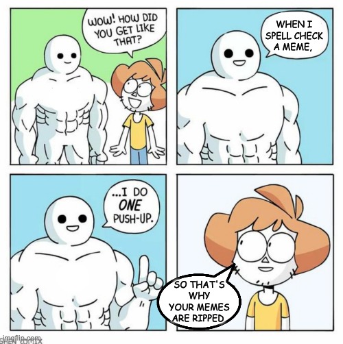 wow how did you get like that template | WHEN I SPELL CHECK A MEME, SO THAT'S WHY YOUR MEMES ARE RIPPED | image tagged in wow how did you get like that template | made w/ Imgflip meme maker