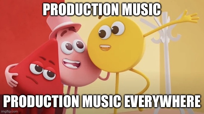 NEVER BRING UP DE BENEDICTIS | PRODUCTION MUSIC; PRODUCTION MUSIC EVERYWHERE | image tagged in x x everywhere colourblocks,production,music,sound of music | made w/ Imgflip meme maker