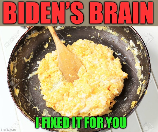 Scrambled Eggs | BIDEN’S BRAIN I FIXED IT FOR YOU | image tagged in scrambled eggs | made w/ Imgflip meme maker