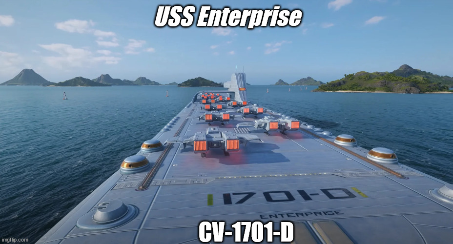 Carrier Operations I didn't think i'd see. | USS Enterprise; CV-1701-D | image tagged in crossover memes,ncc-1701-d,ncc1701d,uss enterprise,world of warships | made w/ Imgflip meme maker