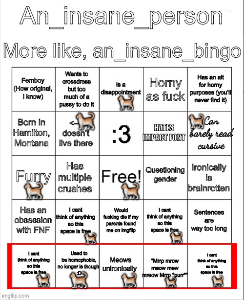 An insane bingo | 🐈; 🐈; 🐈; 🐈; 🐈; 🐈; 🐈; 🐈; 🐈; 🐈; 🐈; 🐈 | image tagged in an insane bingo,bingo,furry,cat,cats,meow | made w/ Imgflip meme maker