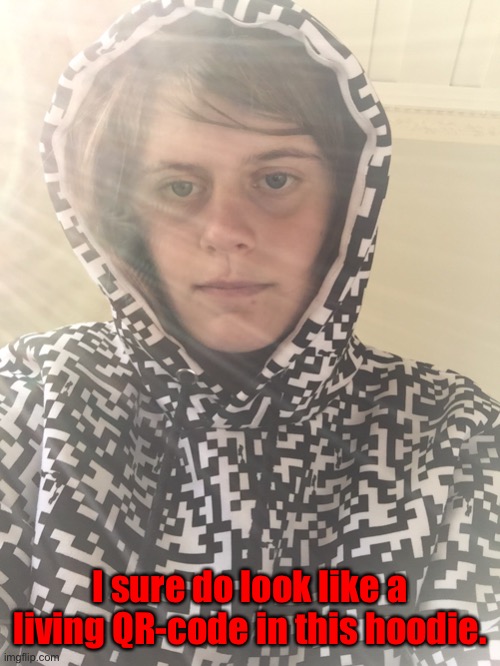 I sure do look like a living QR-code in this hoodie. | made w/ Imgflip meme maker