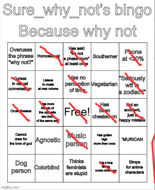 Haha there's something wrong with me | image tagged in swn bingo,there's no brain here | made w/ Imgflip meme maker