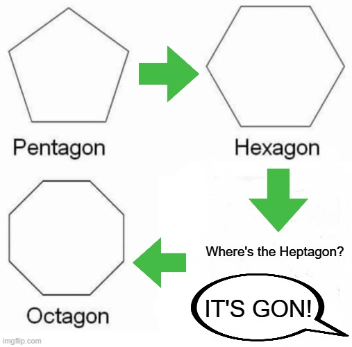 upvote if u want, downvote if u want, again. | Where's the Heptagon? IT'S GON! | image tagged in memes,pentagon hexagon octagon,heptagon,aaaaand its gone,gifs,not really a gif | made w/ Imgflip meme maker