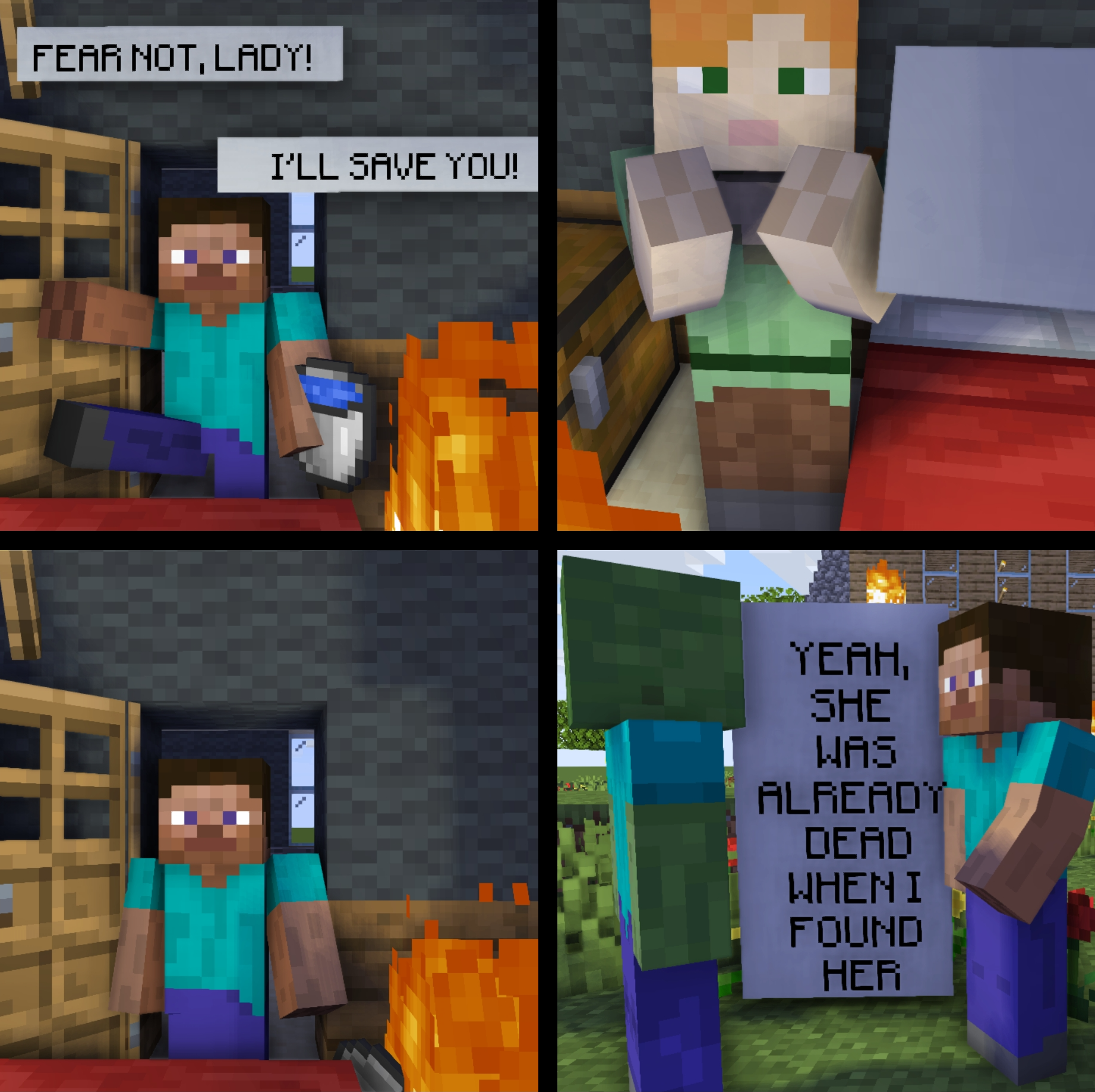 High Quality Fear not lady Minecraft version Blank Meme Template