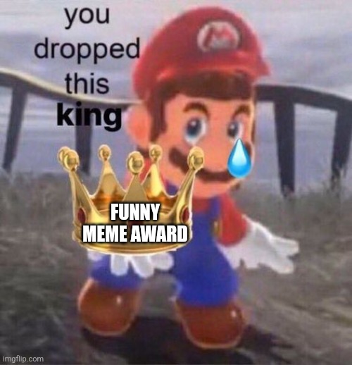 Mario you dropped this king | FUNNY MEME AWARD | image tagged in mario you dropped this king | made w/ Imgflip meme maker