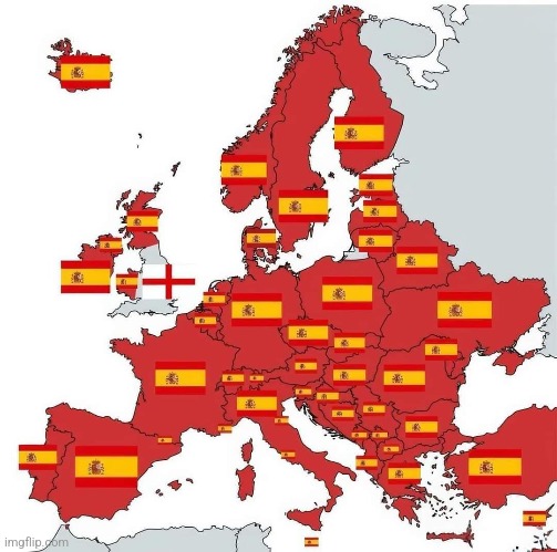 A very detailed map of which European countries will support Spain in the euro 2024 final | made w/ Imgflip meme maker