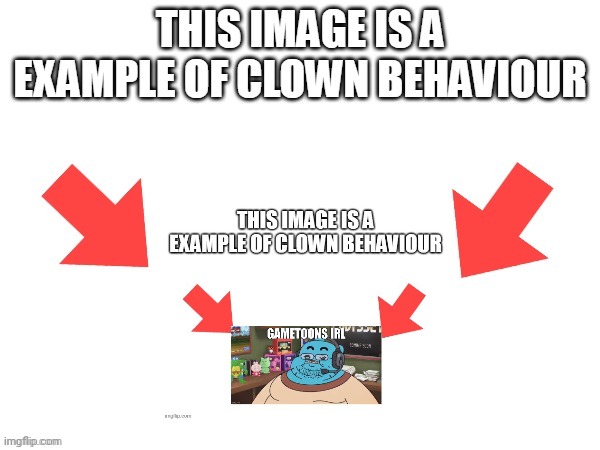 This image is a example of clown behaviour | image tagged in this image is a example of clown behaviour | made w/ Imgflip meme maker