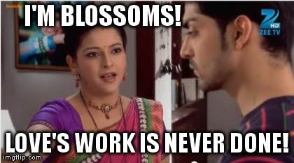 I'M BLOSSOMS! LOVE'S WORK IS NEVER DONE! generated with the Imgflip Meme Generator