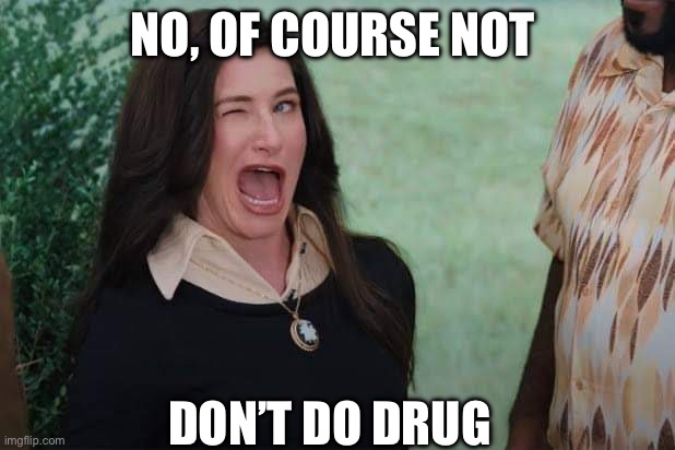 WandaVision Agnes wink | NO, OF COURSE NOT DON’T DO DRUG | image tagged in wandavision agnes wink | made w/ Imgflip meme maker