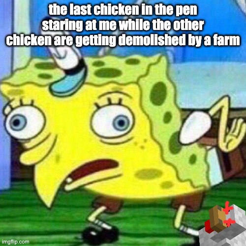 triggerpaul | the last chicken in the pen staring at me while the other chicken are getting demolished by a farm | image tagged in triggerpaul | made w/ Imgflip meme maker