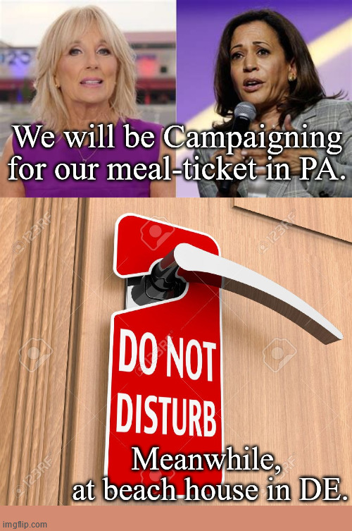 Biden Campaign Kicks into High Gear | We will be Campaigning for our meal-ticket in PA. Meanwhile, 
at beach house in DE. | image tagged in do not disturb | made w/ Imgflip meme maker