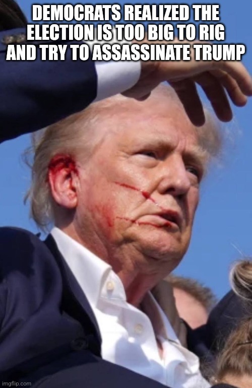 DEMOCRATS REALIZED THE ELECTION IS TOO BIG TO RIG AND TRY TO ASSASSINATE TRUMP | image tagged in funny memes | made w/ Imgflip meme maker