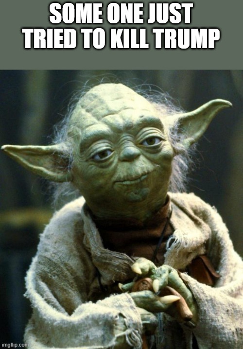 Star Wars Yoda Meme | SOME ONE JUST TRIED TO KILL TRUMP | image tagged in memes,star wars yoda | made w/ Imgflip meme maker