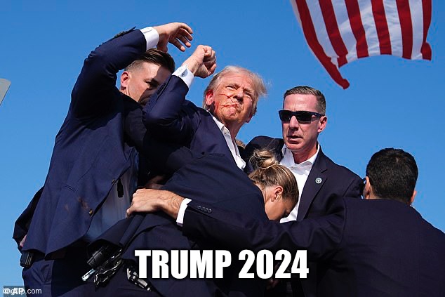 Trump shot | TRUMP 2024 | image tagged in trump | made w/ Imgflip meme maker